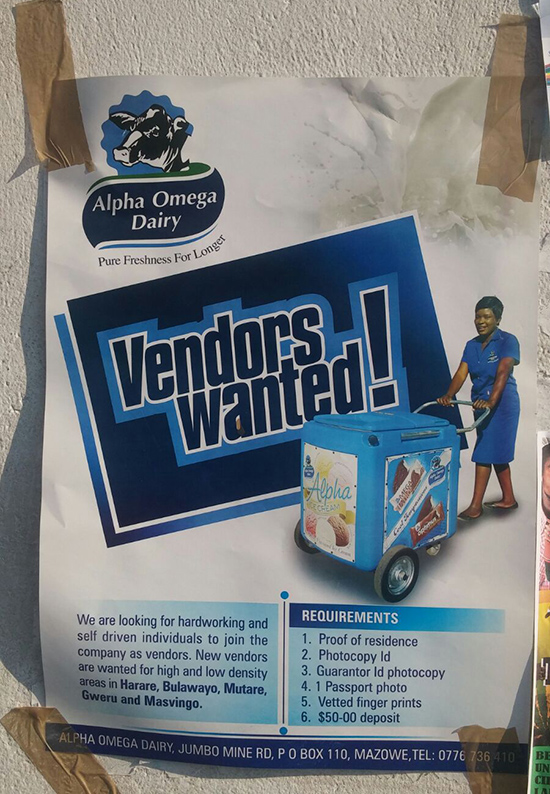 Grace Mugabe’s  ALPHA  &Omega Dairy Charges Jobseekers US$50 For Vendor Jobs