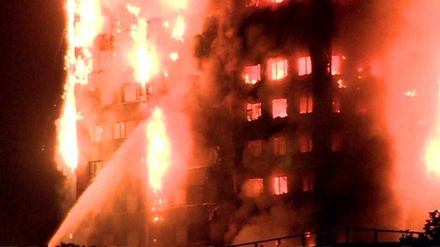 FIRE ENGULFS GRENFELL TOWER in West London  a Lancaster West Estate near Notting Hill