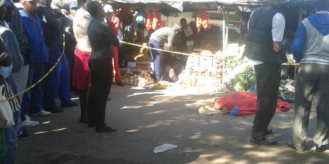 A BULAWAYO man died on the spot after a colleague struck him with a broomstick in a fight over  US60 cents.