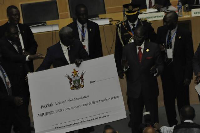 Global Shock as Robert Gabriel Mugabe donates US$1 million to Africa Union (AU) while Zimbabwe crumbles