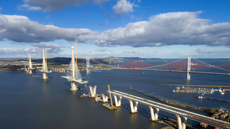 Queensferry Crossing that Cost £1.35bn ,23,000 miles of cables, almost as long as the equator,  35,000 tonnes of steel, 15,000 workers is Britains tallest and worlds longest Bridge of its type