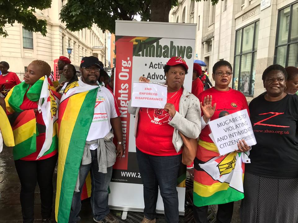 ZHRO & MDC in joint protests at the Zimbabwe Embassy in London on 30th of August 2017