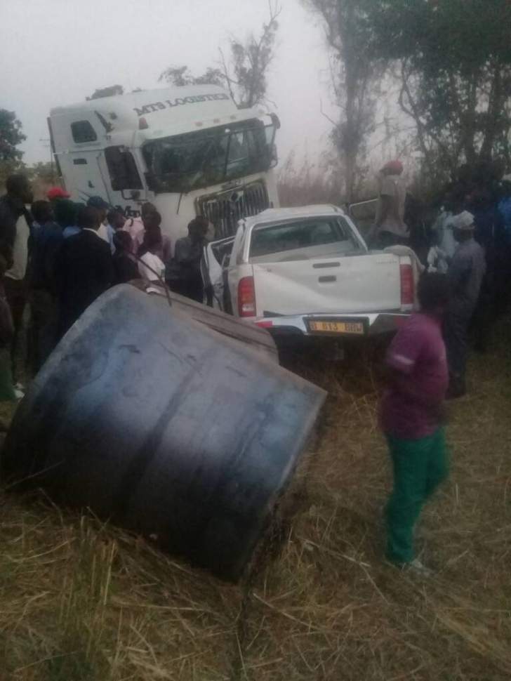 ‘Karoi police say two people died in a collision  at Milichi business when a hilux van they were travelling in collided with a haulage truck, this morning’.