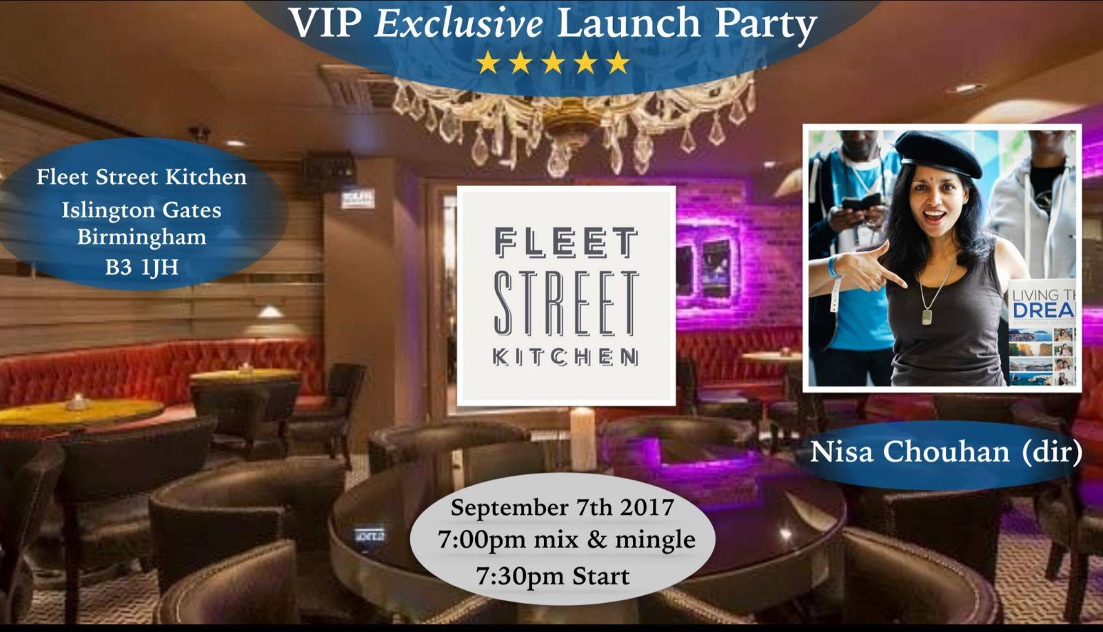 Exclusive VIP launch party Thursday 7 Sept 2017 in Birmingham UK