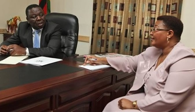 MDC leader Morgan Tsvangirai has appointed his deputy Thokozani Khupe acting president while he recovers from his current illness