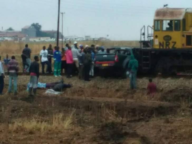 SIX killed as careless Isuzu driver overtook a stationery haulage truck giving way to a train at a level crossing in Harare