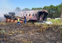It is reported that a total of 14 people have been killed while 268 have been injured in a collision involving a train crashing into a lorry and a car between Hennenman and Kroonstad in Orange Free state South Africa.
