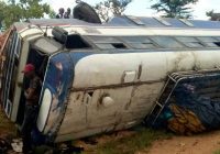 PHOTOS: PASSENGERS WERE INJURED when a Karoi bound Makuku bus  burst a tyre and overturned between Magunje and Karoi