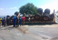 ACCIDENT: MUZARABANI bound haulage truck overturned at Mavhuradonha range this morning and the   driver  was killed on the spot. More news to follow. By Sibusiso Ngwenya