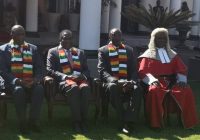 CHIEF JUSTICE LUKE MALABA PRESIDES over the swearing in ceremony of vice presidents Chiwenga and Mohadi at state house, in the presence of President Mnangagwa