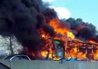 BUS DRIVER HIJACKS AND SETS SCHOOL BUS alight full of handcuffed children ‘in retaliation’ for migrant drownings