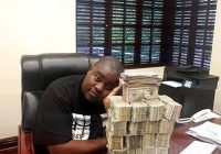 PHOTOS:  ‘THANK YOU MNANGAGWA, Just out of courtesy, this is what US $1 Million looks like’- Wicknell Chivayo pictured with US$1 million in cash.