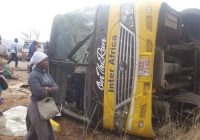 BUS ACCIDENT, AGAIN! 1 passenger died and 16 were injured when a Checheche bound Inter Africa bus overturned at the 27km peg along Harare-Marondera road at 0620am , with 25 passengers on board.