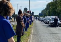 MOURNERS lined the streets for the funeral of a nurse and his parents who died within weeks of each other after contracting coronavirus.