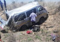 THREE PEOPLE DIED WHEN A SPEEDING KOMBI OVERTURNED this morning after a tyre burst at Ealing farm, Mvurwi.