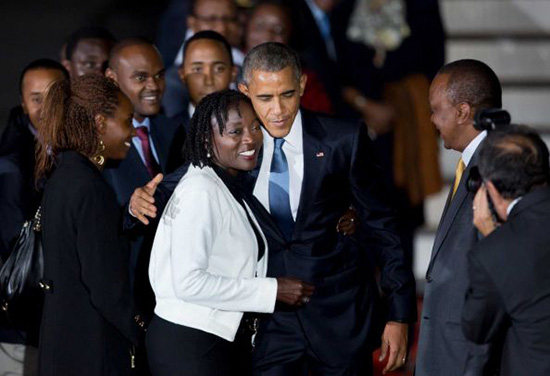Obama Welcomed By Step Sister ‘Auma Obama’ To Kenya,