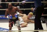 MAYWEATHER (41) knocked out kickboxer (20) with two left hooks, short right in 139seconds and earned US$9 million after he ended the bout, with Nasukawa in tears.