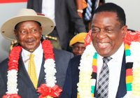 MNANGWAGWA WELCOMES FELLOW DICTATOR, UGANDAN President Museveni with a 21-gun salute and  Guard of Honour inspection