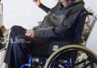 ZAPU LEADER DUMISO DABENGWA who was treated in South Africa early this year, was see in a  wheelchair at Joshua Mqabuko International Airport