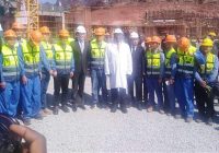 MNANGAGWA in public without his signature multi-coloured scarf while viewing  the New Zimbabwe Parliament building project at Mt Hampde